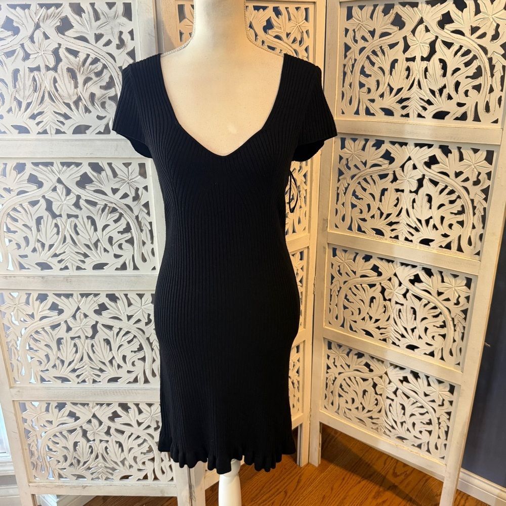 French Connection Black Midi Dress Sz L